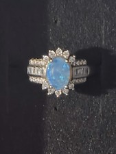 Lightning Ridge Opal Doublet Sterling Silver 925 Adjustable Size Ring