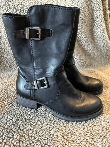 Black biker womens boots - black,