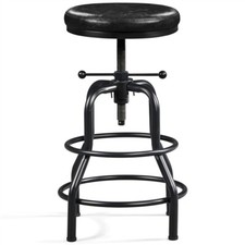 Industrial Counter-Height Metal Bar Stool Vintage Adjustable Leather Bar Stool