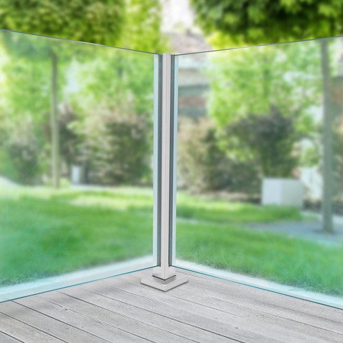 Glass railing post corner - glass,