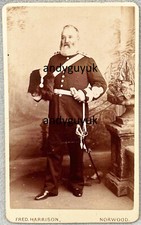 CDV MILITARY OFFICER BUSBY BY HARRISON NORWOOD ANTIQUE PHOTO ARTILLERY VOLUNTEER