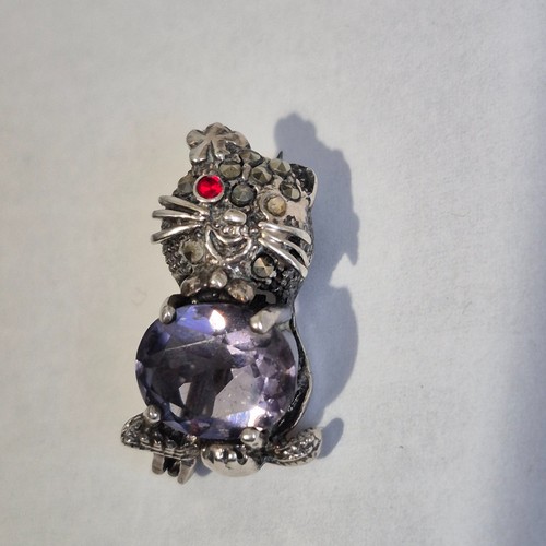 Vintage silver 925 cat brooch - vintage,