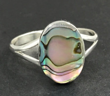 Abalone oval ring, solid