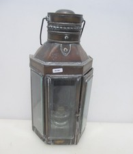 Large Vintage Brass Oil Lantern Light Lamp Glass Hanging Loop Handle Light