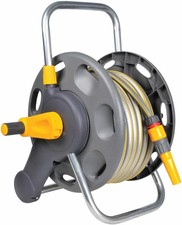 Hozelock 50m Wall Mounted Hose Reel Set with Bracket and Nozzle