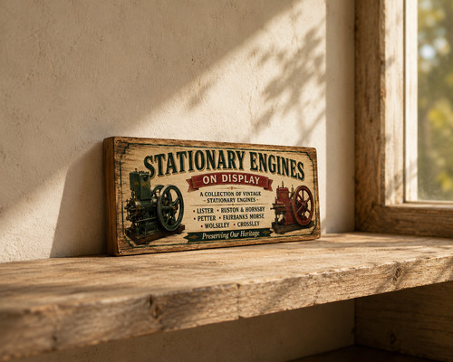 Stationary engine sign vintage - stationary,