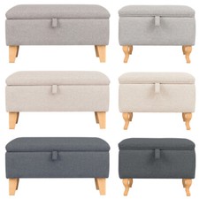 Upholstered Footstool with Storage Bench Chair Ottoman Pouffe Seat Stool Box