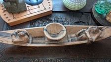 Large Hand Carved Wooden Canoe