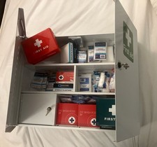 Wall Mount Medicine Cabinet First Aid Box Storage Lockable *With items included