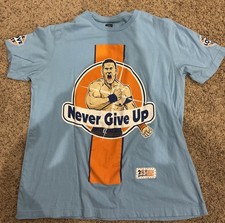 John Cena Blue Orange Never Give Up 20 Years Mens T-shirt WW Authentic