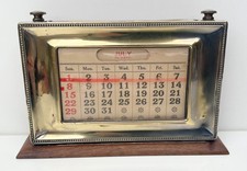 Vintage Charles Letts Perpetual Desk Calendar Electro Plated & Wooden. 701098
