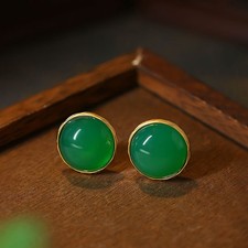 Green Natural Jade Earrings