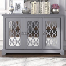 Honiton Narrow Mirrored Sideboard Cabinet Unit Cool Grey