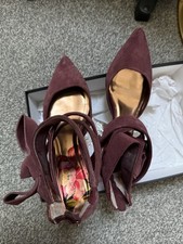 Ted Baker Women's Shoe Burgundy Suede Size 5UK Blocked Heels Pointed Toe RRP£110