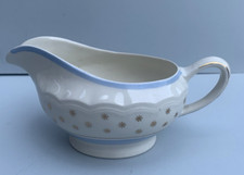 Vintage Woods Ivory Ware Cream Sauce Jug Pale Blue and Carat Gold Star Pattern