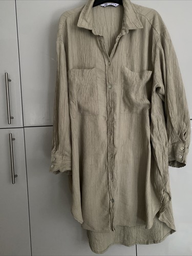 Zara khaki crinkle shirt - zara,