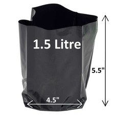 1.5 Litre Plant Poly Pots 4.5" x 5.5" Grow Bag Containers Hadopots Polythene