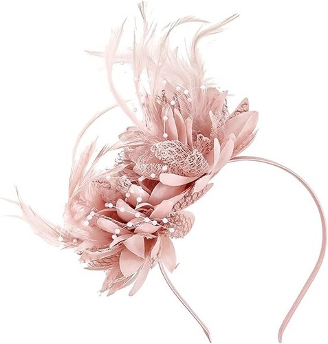 Dusky pink hair fascinator hat - dusky,