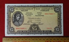 £5 aUNC Irish 5.9.75 Central