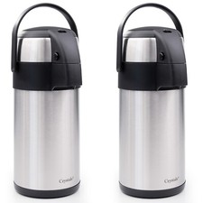 2x 3L Air Pot Tea Flask Pump Action Vacuum Insulated Safety Lock Carry Handle