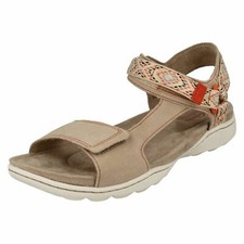 Ladies Clarks 'Amanda Step' Casual Suede Leather Hook & Loop Strap Sandals