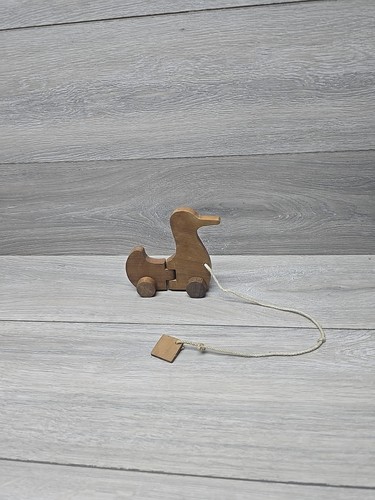 Vintage wooden pull along duck - vintage,