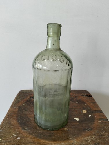 Vintage green glass poison - green,