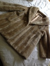 VINTAGE FAUX FUR JACKET COAT ASTRAKA OF LONDON BLONDE MEDIUM 12 14