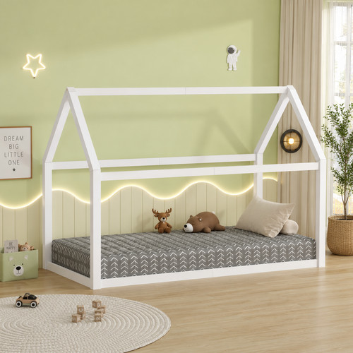 Junior wooden house bed - wooden,