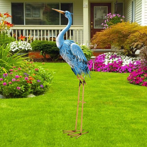 96cm standing blue metal crane - standing,