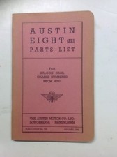 Austin Eight (AS.1)  NOS Factory Parts List Dated January 1946