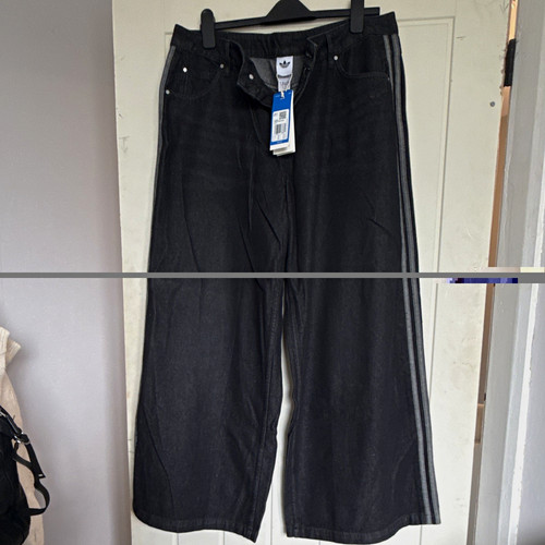 Adidas black denim wide leg - adidas,