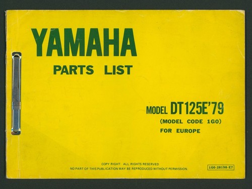 Yamaha dt125e parts list - yamaha,