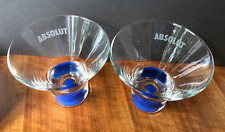 Absolut Vodka stemless martini glasses x2 blue base Collectable Limited Edition 