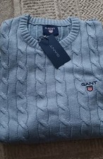 Gant Men's Long Sleeve Jumper In Blue Sky Size Large Brand New