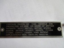 Nameplate Sign Weslake Ford Austin Healey Triumph MG British Patents 1029