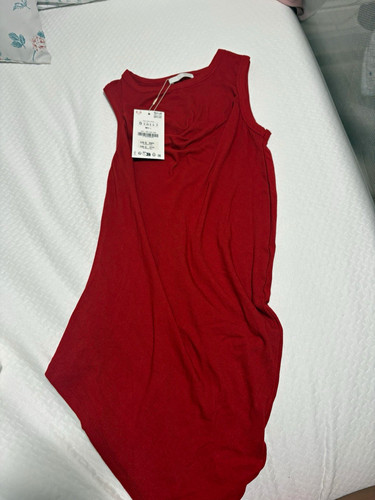 Zara red solid sleeveless tank - zara,