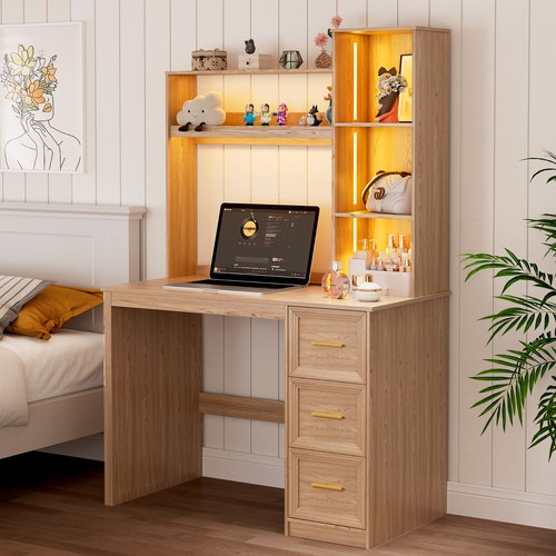 Home office desk with - office, hutch