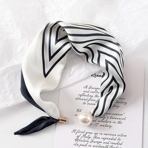 Women silk scarf pearl buckle - women,