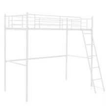 UK 3.5FT Single Metal Loft Bed Frame High Sleeper Bunk Bed Study Desk Cabin Bed