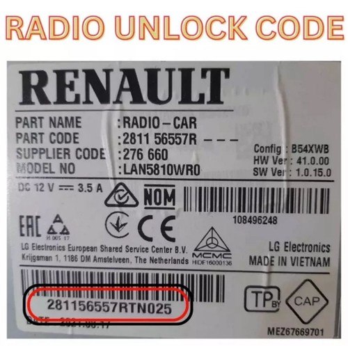 Renault radio code unlock for - code,