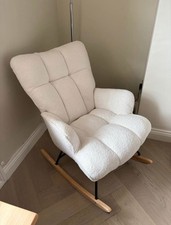 Premium Teddy Boucle Cream Rocking Nursing Chair Fabric ✨