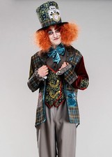 Mens Deluxe Mad Hatter Adult Fancy Dress Mad Hatters Tea Party Costume with Hat