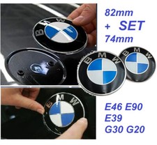 SET 2PCS 82mm +74mm Bonnet & Boot Emblems E46, E90, E39, G20, G30