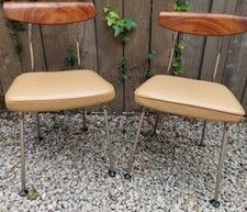 Mid Century Modern 2 Stag 'S' Range Chairs John Sylvia Reid Beige Vinyl B