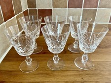 Vintage Set Stuart England Crystal Cut Glass Sherry / Wine Glasses 12.5cm Tall