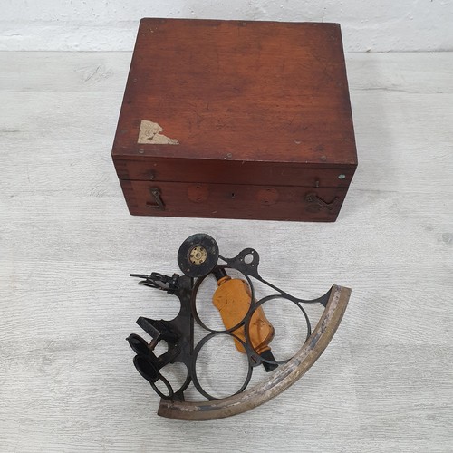 Antique nautical sextant made - sextant,
