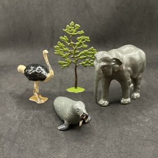 Vintage BRITAINS Lead ZOO Animals Rare Elephant Ostrich Walrus Tree Lot of 4