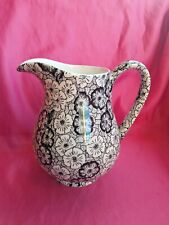 Burleigh Jug Black White Flowers Floral Chintz Unusual 5.5"
