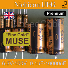 Nichicon UFG Premium [6.3V-100V] "Fine Gold" MUSE High Grade Audio Capacitors